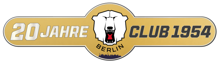 Logo von Club 1954 Berlin mit einem Bärenkopf und sportlichen Farben.